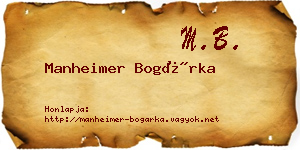 Manheimer Bogárka névjegykártya